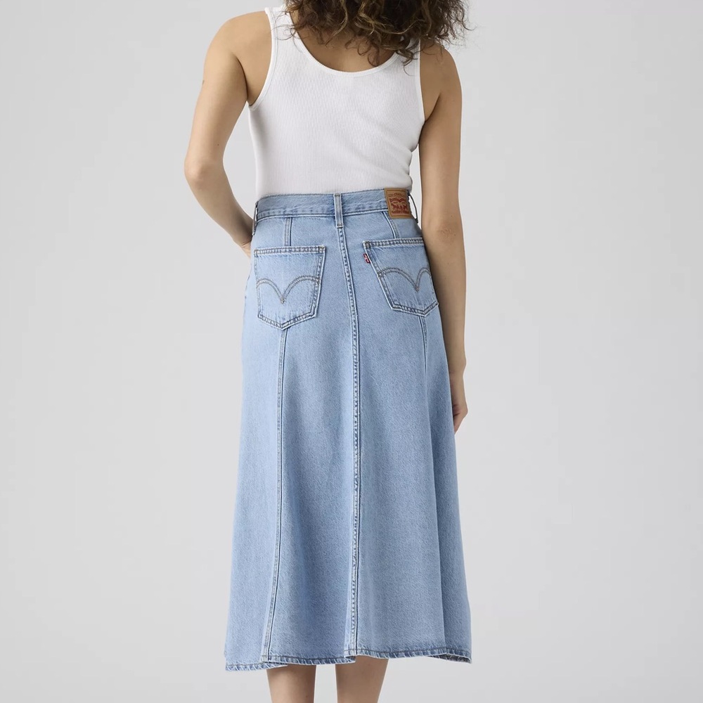 LEVIβS FIT AND FLARE SKIRT New! Zip Front W/ 4 Pockets Color: I Will - Blue π - Picture 4 of 12